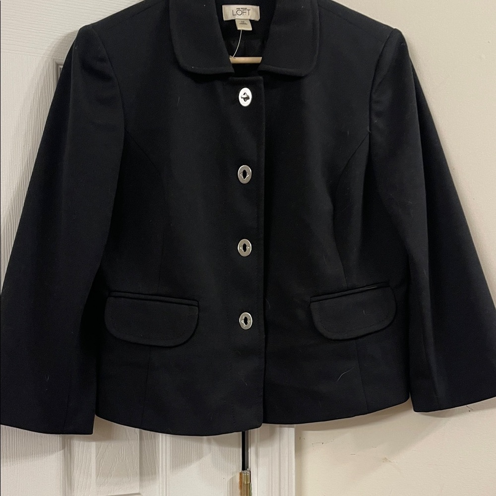 LOFT Black Women's Collar Button-Front Blazer